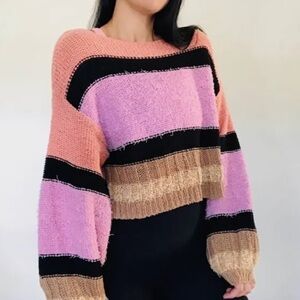 Urban Outfitters‎ Beau Striped Boat Neck Sweater Small